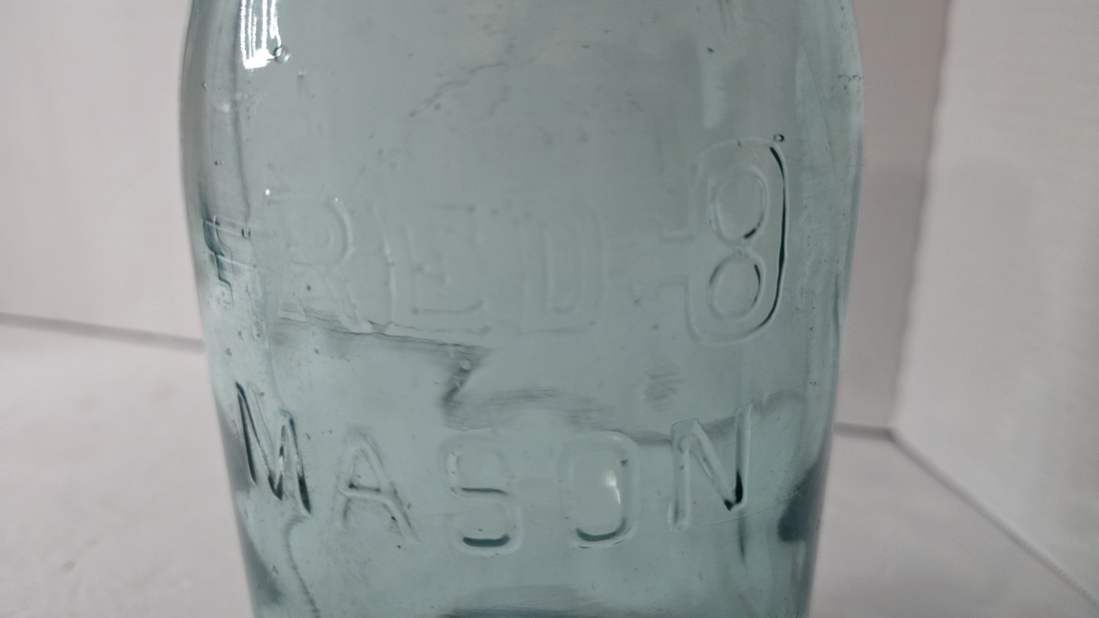 Rare Antique Red-Key Mason Jar Aqua Blue Glass Zinc Lid c1905–1915 Very Nice