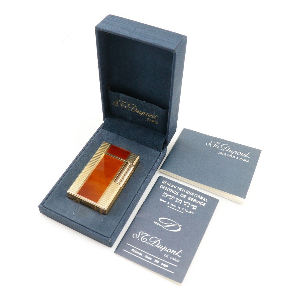 Vintage Dupont gas lighter Gold & Brown Marble LacquerLine 1L with Box