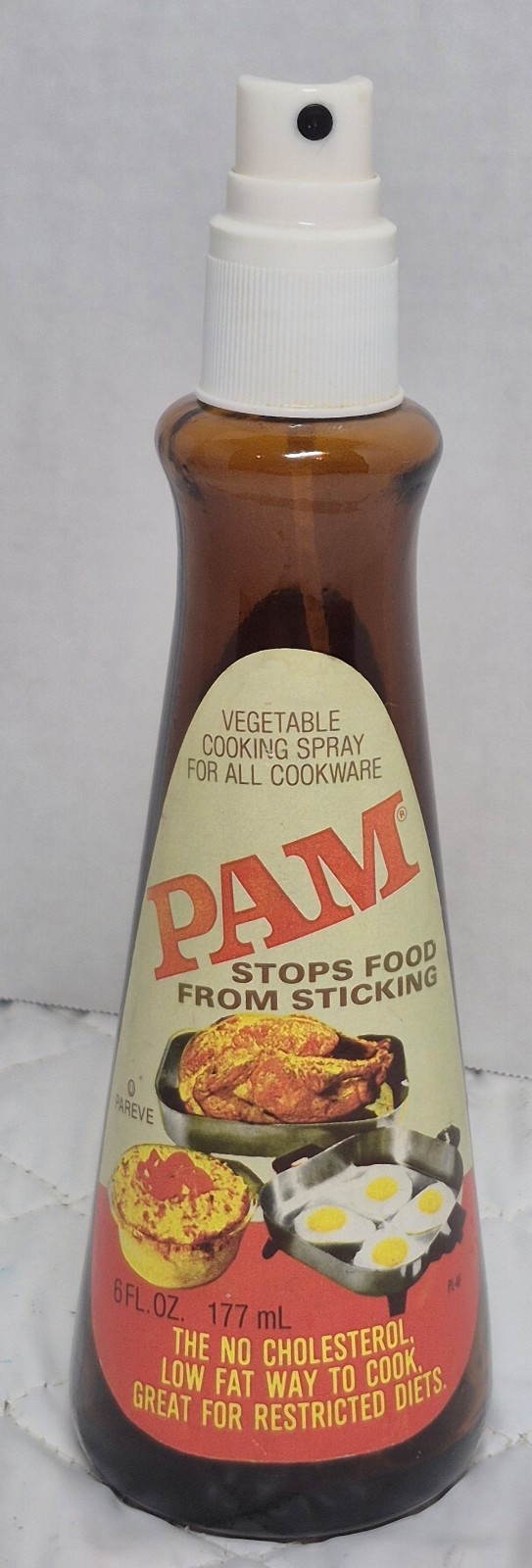 Vintage Pam Cooking Spray Glass Bottle Empty 1976 Collectible or Prop Works