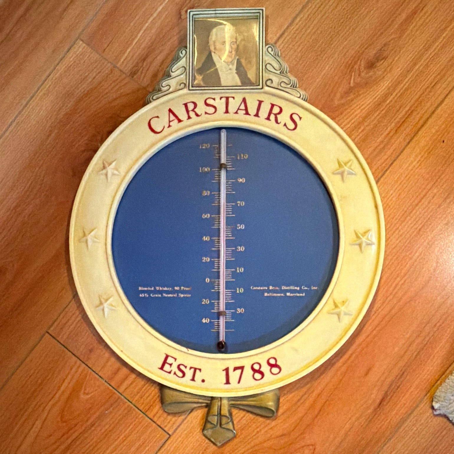 Carstairs Est. 1788 Blue & Cream Collectible Advertising Wall Thermometer