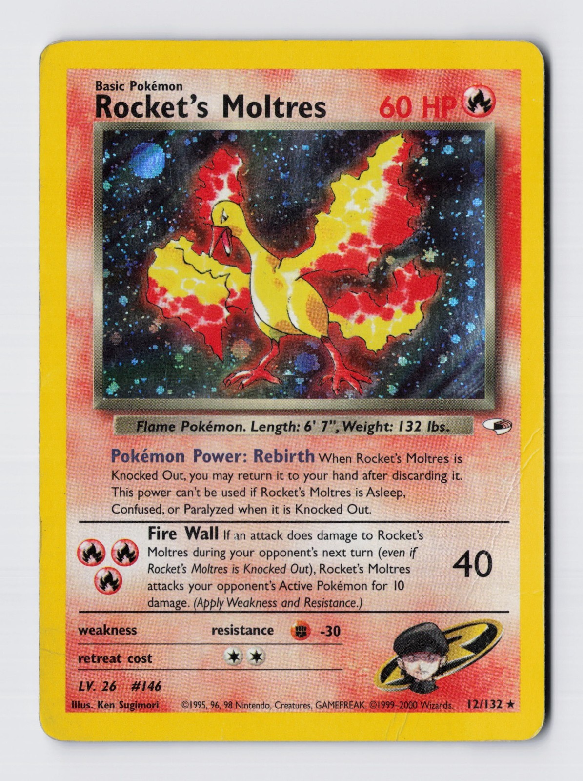 Pokémon TCG Gym Heroes (Unlimited) Rocket\'s Moltres 12/132 Holo Rare HP