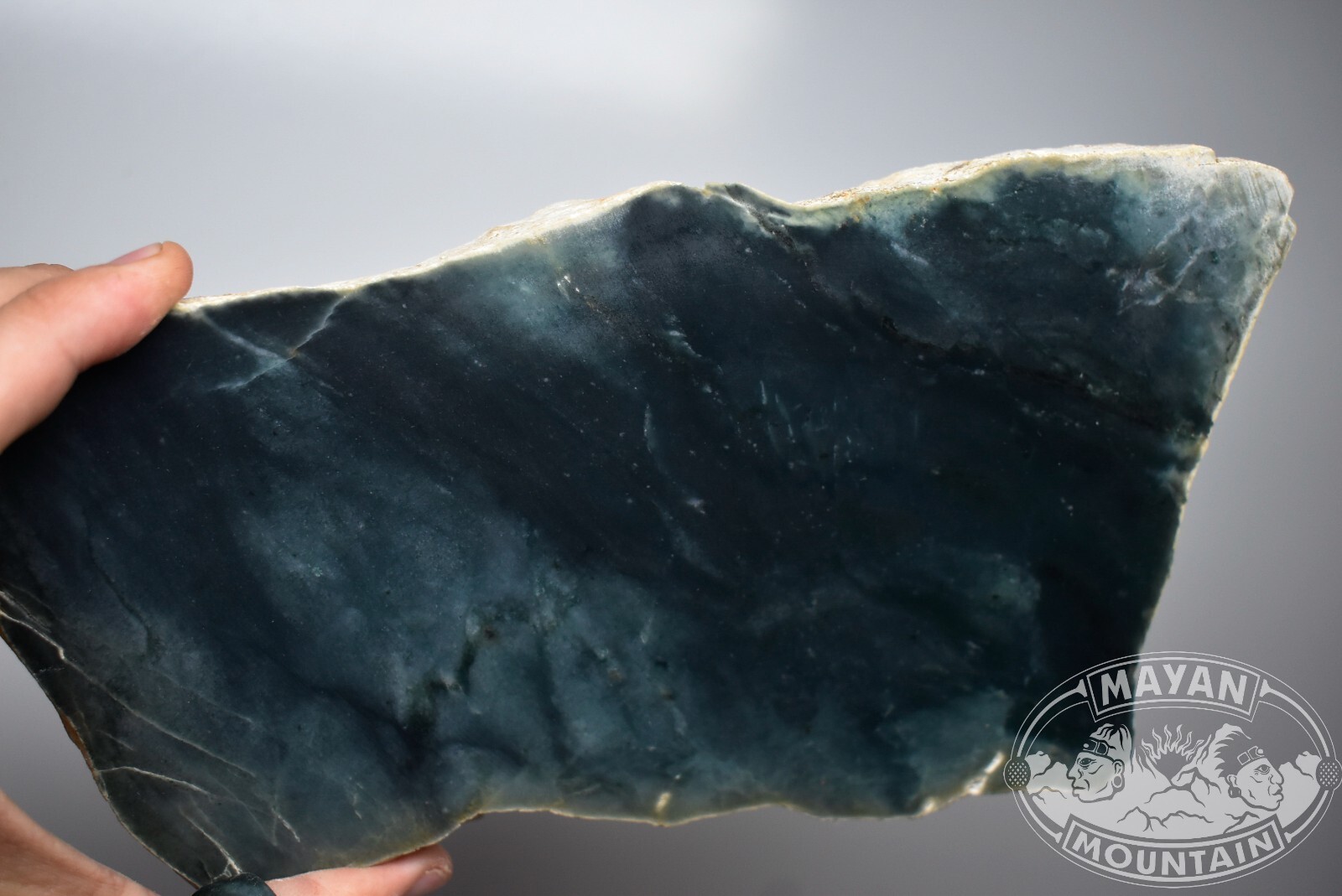 THICK SUPER DARK BLUE BANGLE SLAB IN GUATEMALAN JADEITE JADE CRAZY PATTERN B2