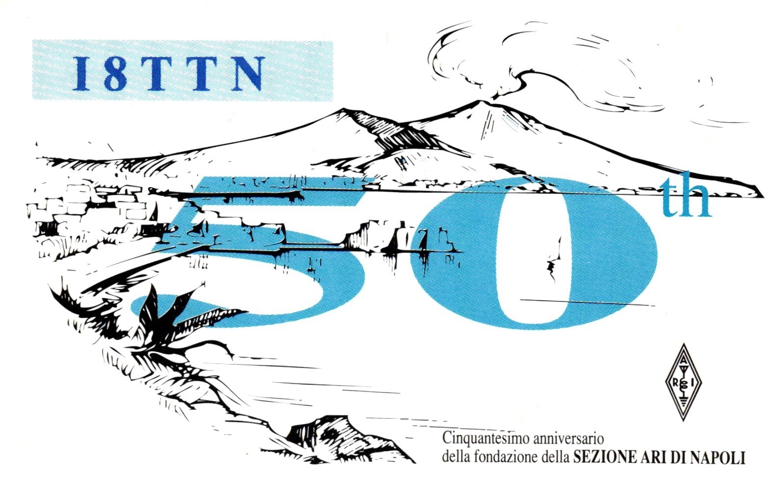 50th Naples Italy QSL I8TTN Radio Postcard