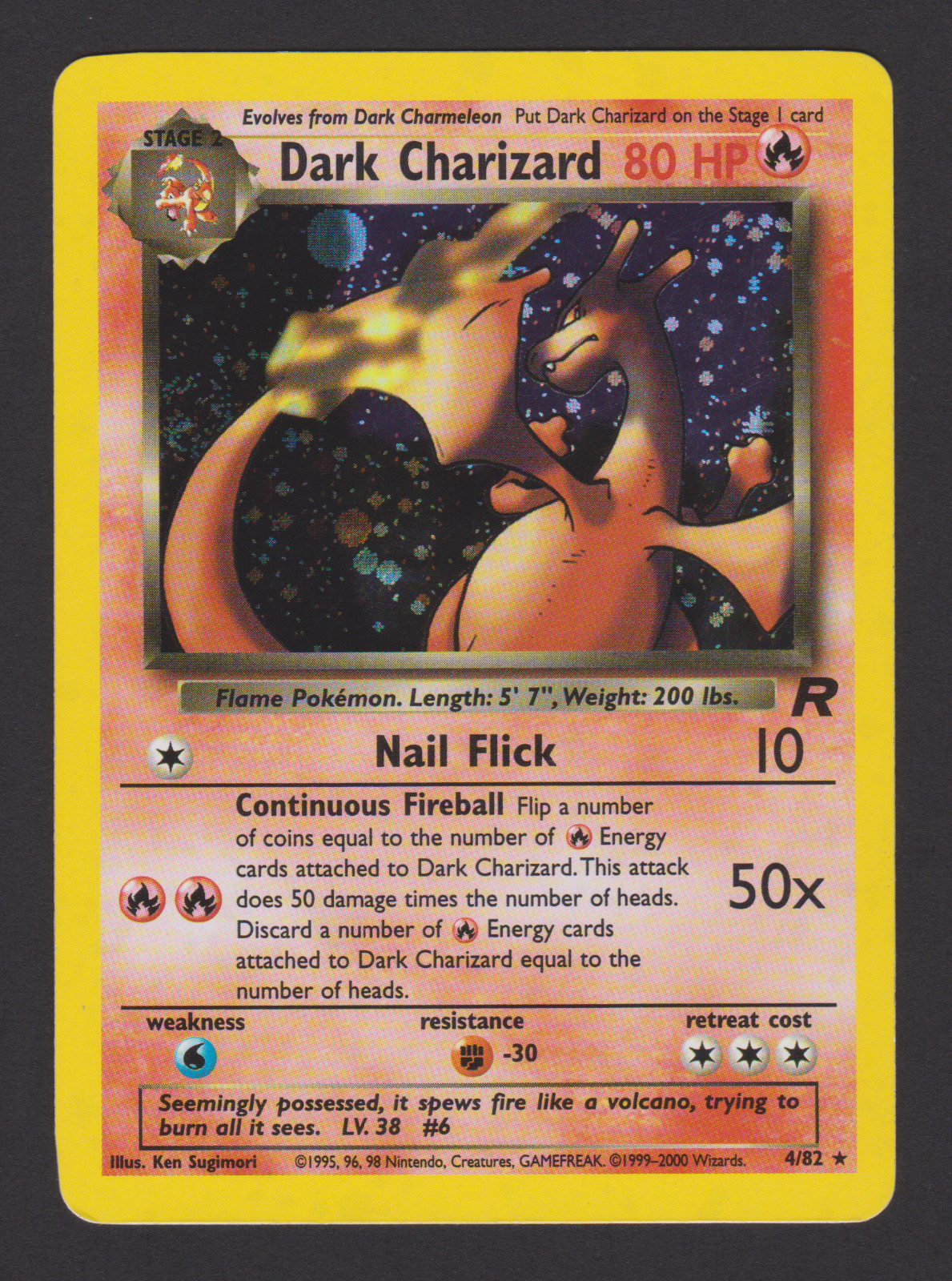 2000 Pokemon Dark Charizard 4/82 Team Rocket Holo Unlimited WOTC