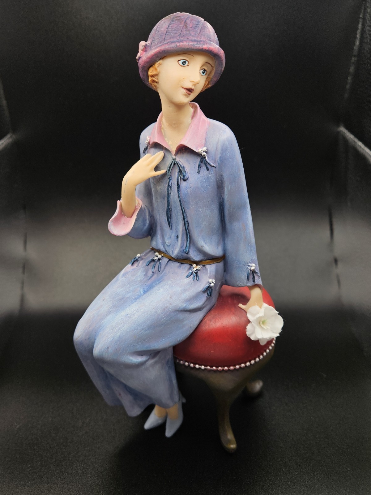 1920's Art Deco Hand Painted Flapper Girl Resin Figurine