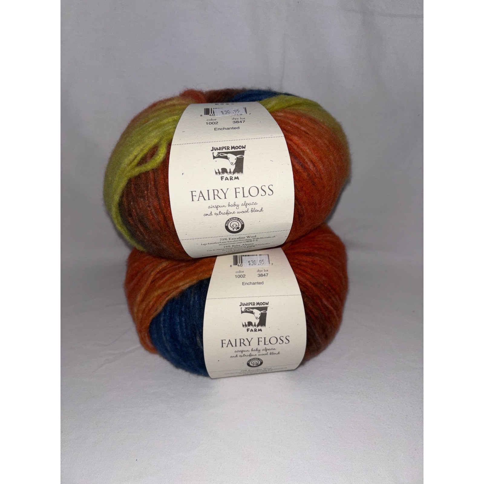 Alpaca & Wool Yarn 2 Skeins Enchanted Multicolor Juniper Moon Farm Fairy Floss