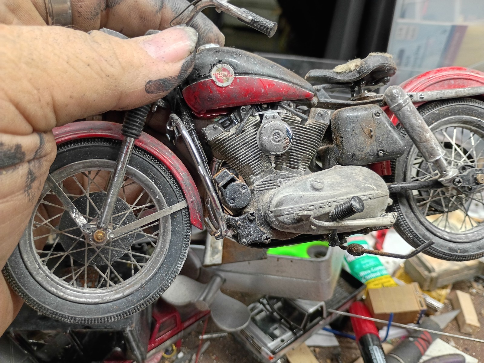 Franklin Mint Harley-Davidson Sportster 1/10 Scale Custom Weathered Diecast Barn