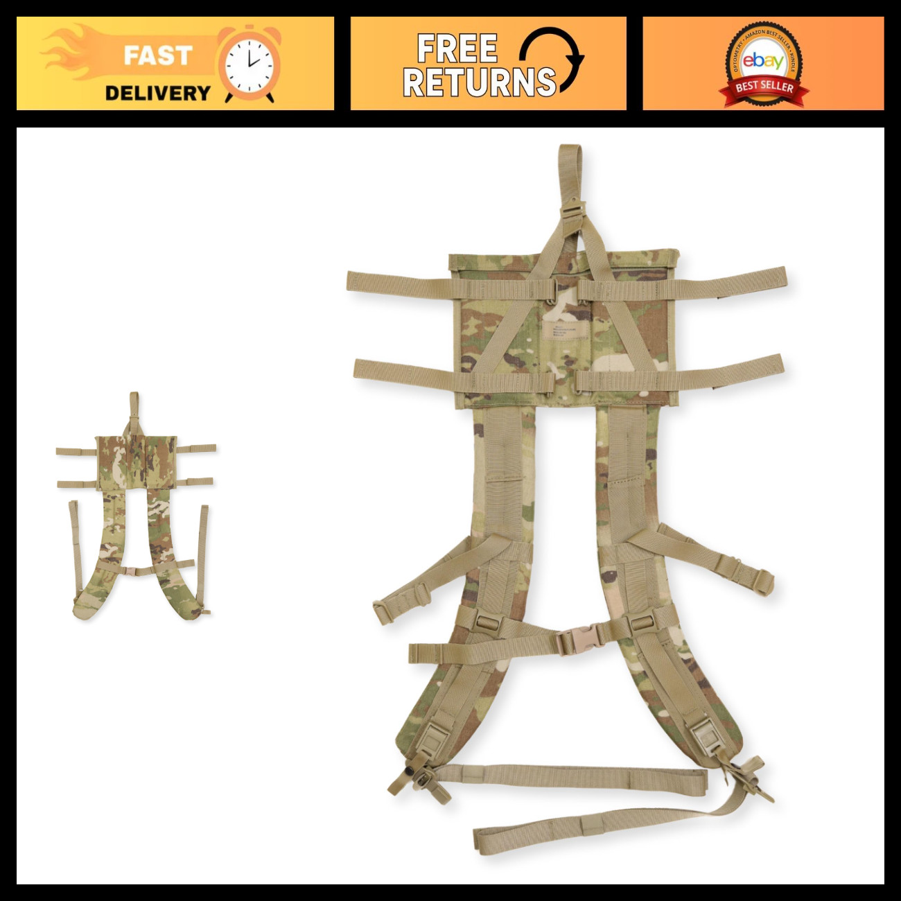MOLLE II Shoulder Straps - OCP Multicam, USA Made, Fits Large Rucksack, Tactical