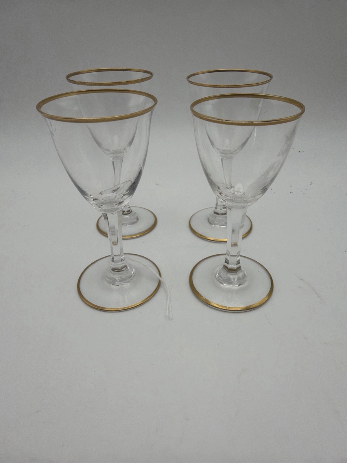 Baccarat Vienne Crystal Cordial Glasses Gold Trim Set of 4 Vintage France