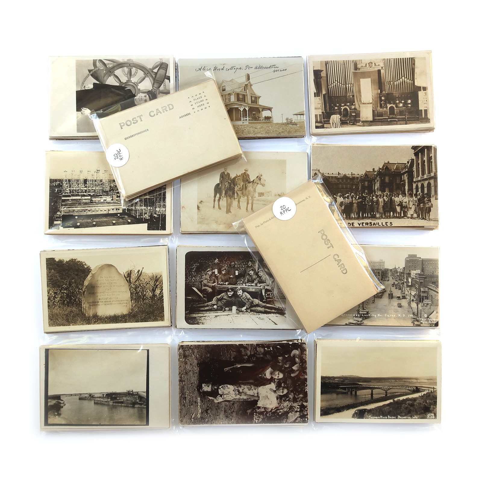 20 Real Photo Postcards Lot - Vintage & Antique RPPC Collection - Mixed