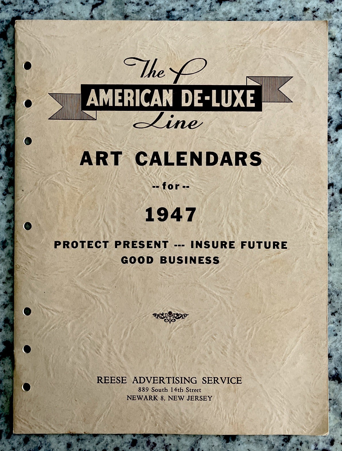Vintage 1947 Calendar Salesman Sample Catalog American Deluxe Reese Advertising