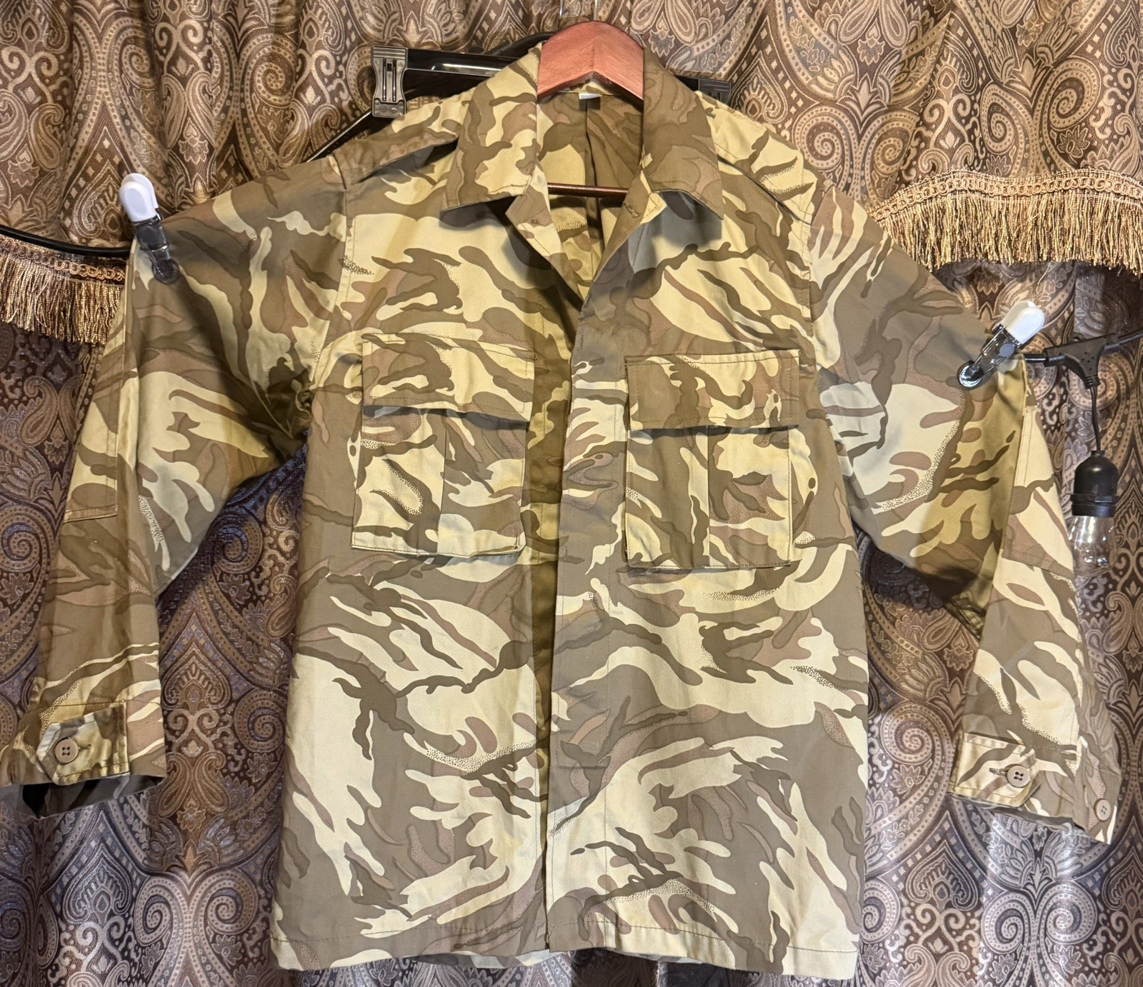 Foreign Army Tropical/Desert￼Pattern Combat Shirt Size Small unknown origin LOOK