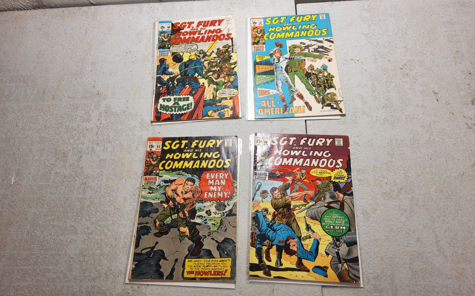 sgt. fury and his howling commandos lot #80, 81, 85, 86