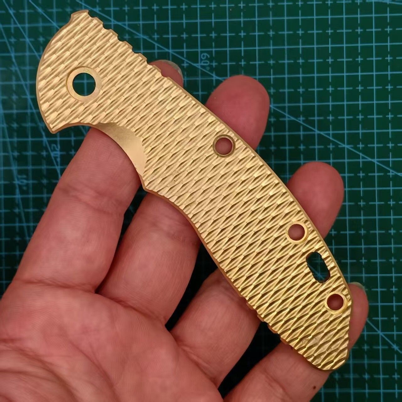 1 Piece Custom Made Brass Knife Handle Scale for Rick Hinderer XM18 3.5” Knives