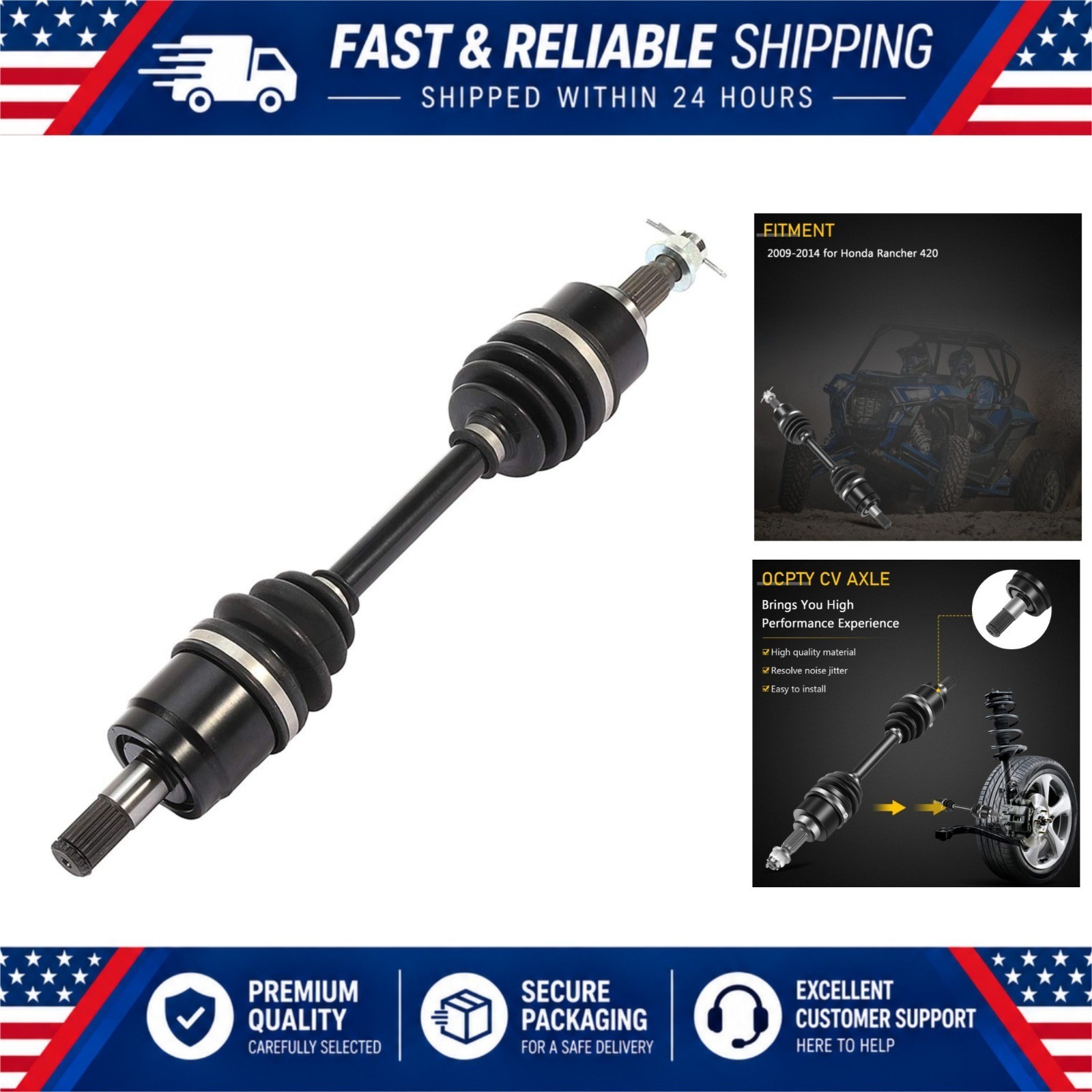 OCPTY Front Left Right CV Axle Shaft Assembly for Honda Rancher 420 4WD