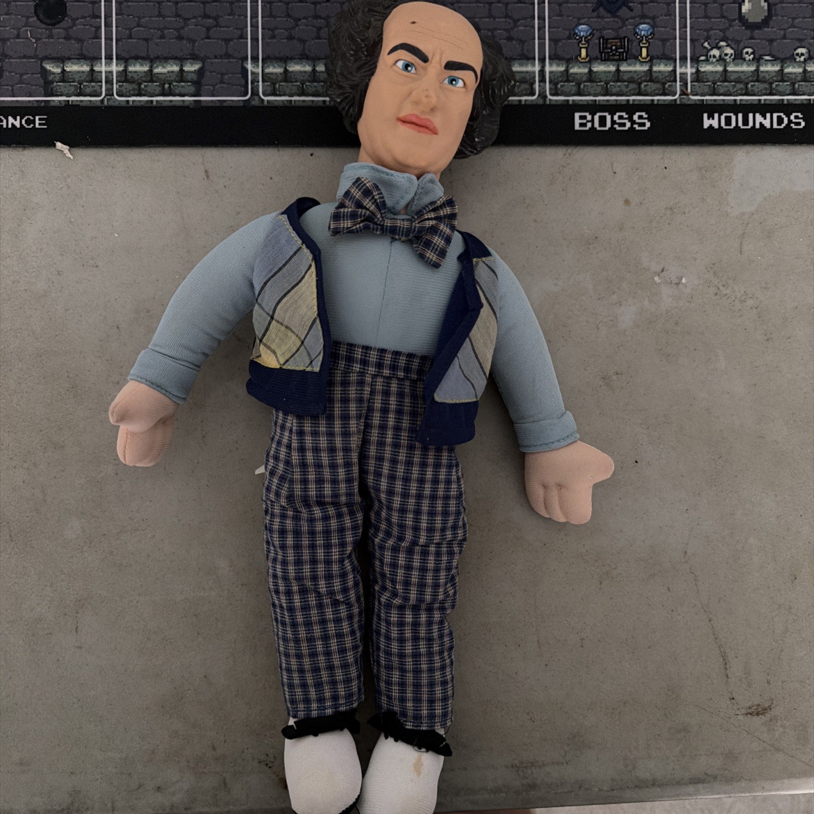 Vintage Play-by-Play The Three Stooges Larry Doll 1999 Bow tie & plaid pants