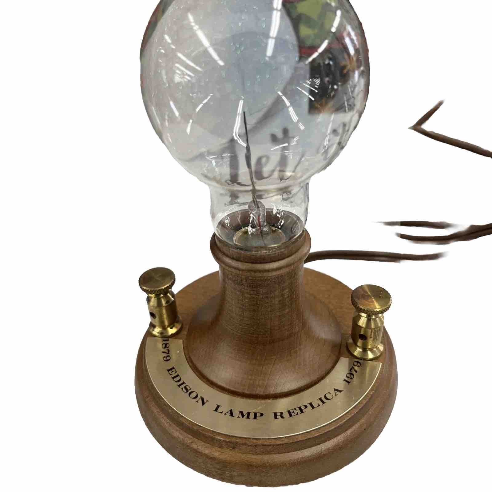 Vintage 1879-1979 100th Anniversary Thomas Edison Bulb Replica Wood Base