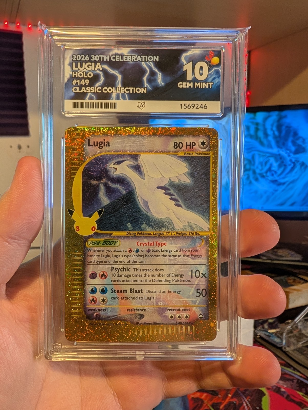 Pokémon TCG Crystal Lugia 149/147 30th Anniversary Classic Collection ACE 10