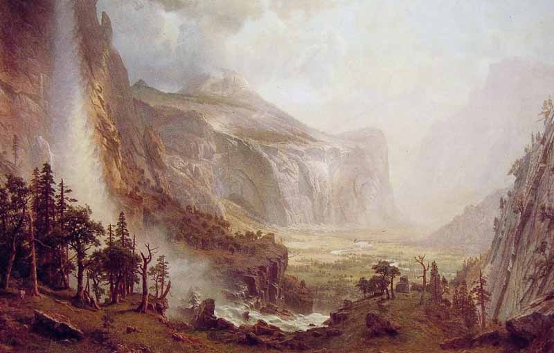 Art Oil painting nice landscape The Domes of the Yosemite with falls 24\