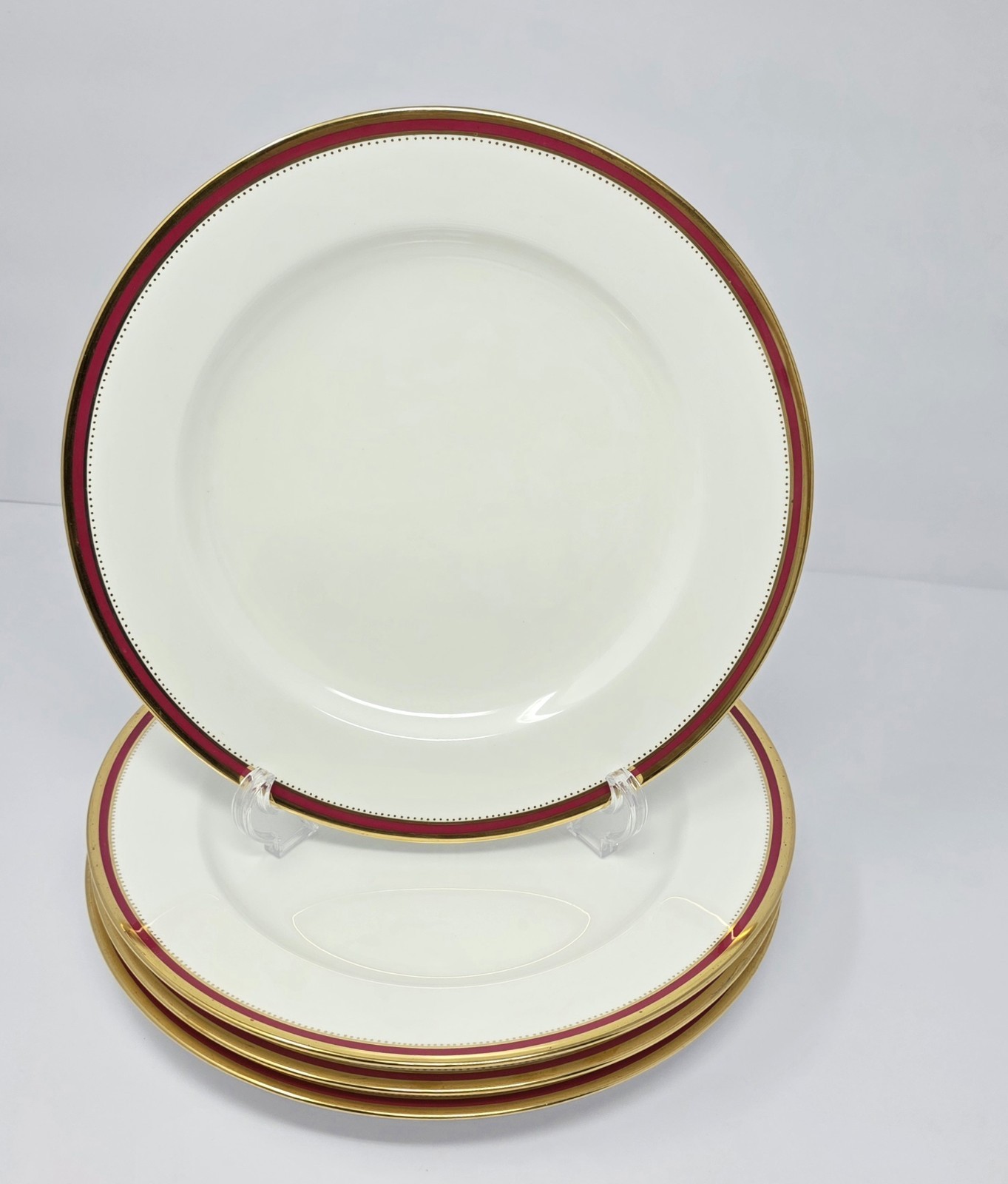 4 Antique Mintons Crimson Ivory H4361 Bone China 10