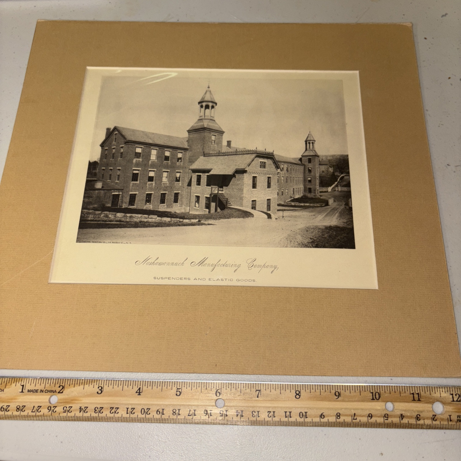 Antique Matted Print Nashawannuck Manufacturing Company Easthampton MA History