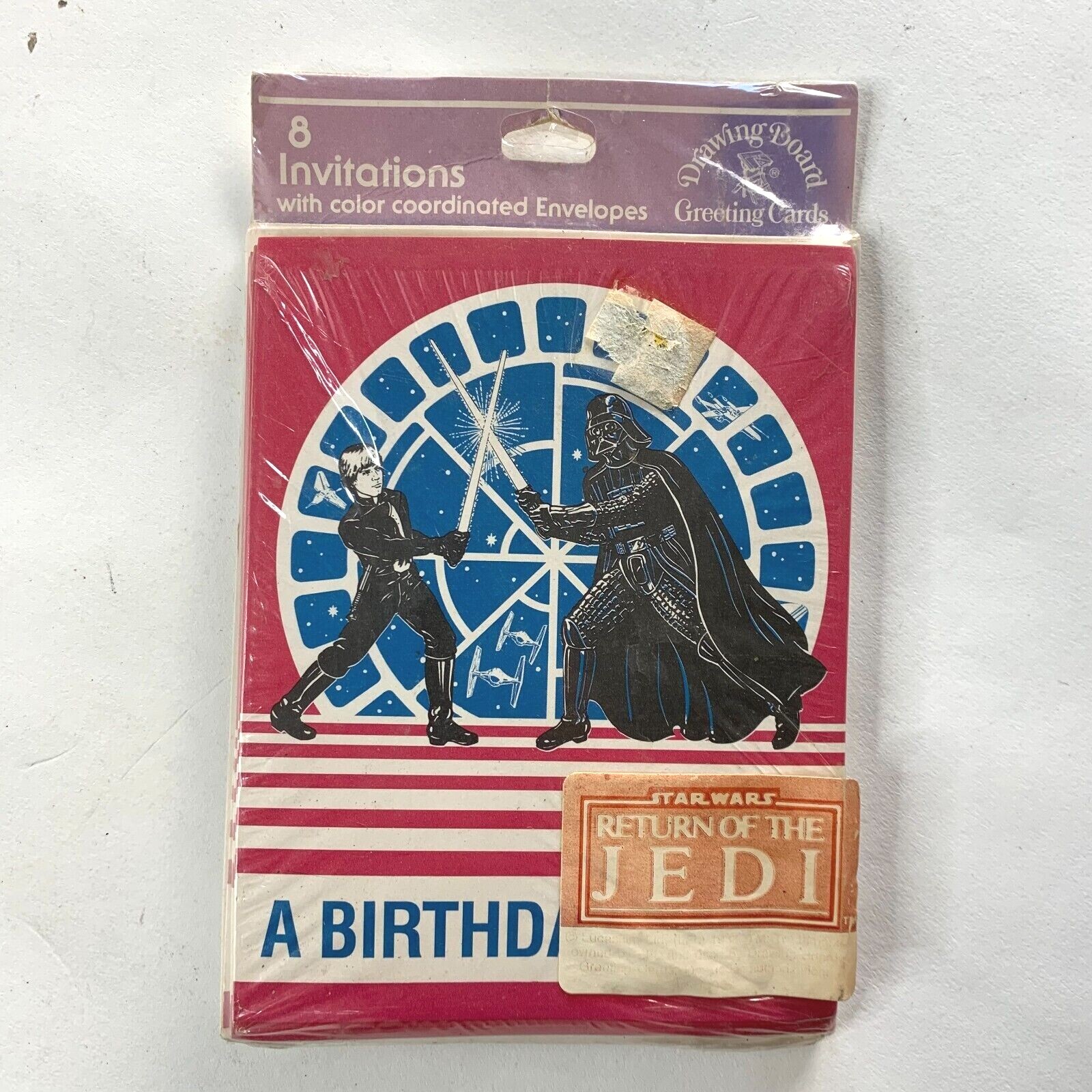 Vintage 1983 Star Wars Return Of The Jedi Birthday Party Invitations Red Variant