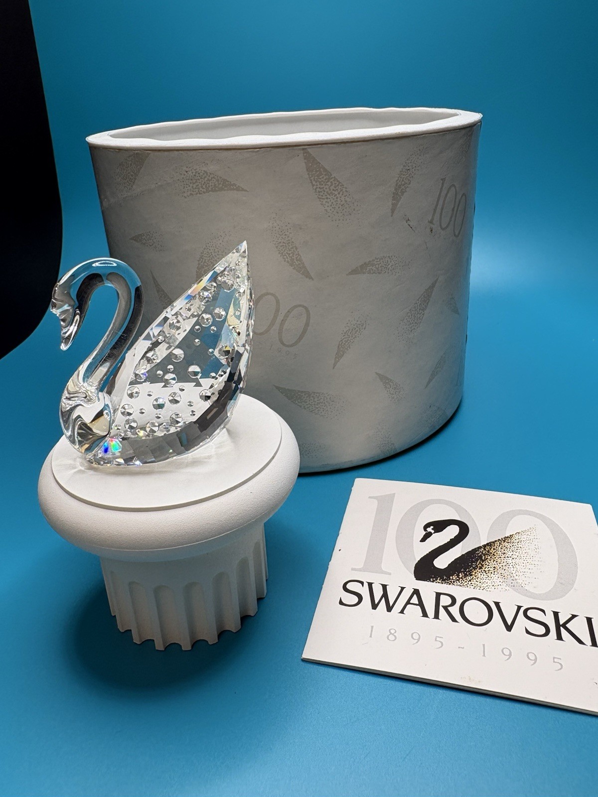 Swarovski Crystal 100th Anniversary Swan 7633 100 000 Centenary In Box + Stand