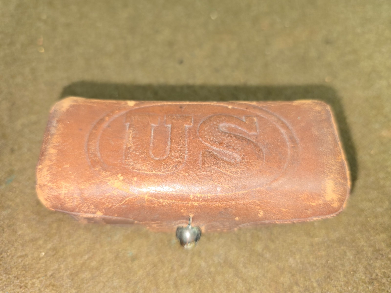 US Army Model M1896 Leather Cartridge Pouch with Wood Insert Dated 1908.