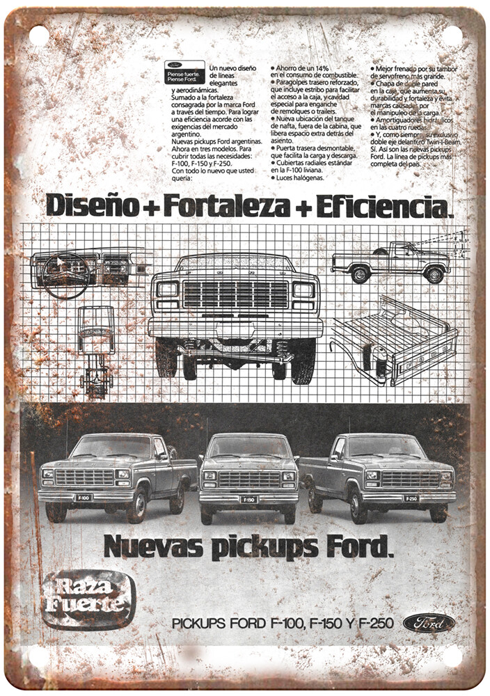 Vintage 1982 Ford F Ad Retro Look Metal Sign A8823