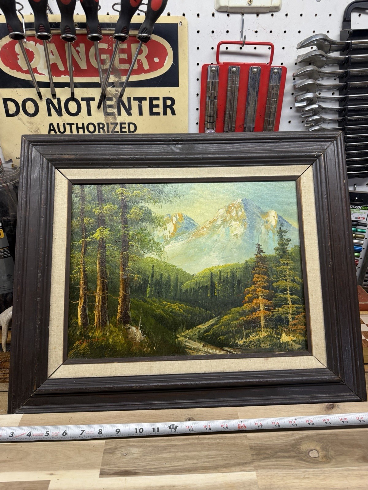 Vintage B.M. Troke Signed Original Oil Painting Mountain Landscape Framed 16x20
