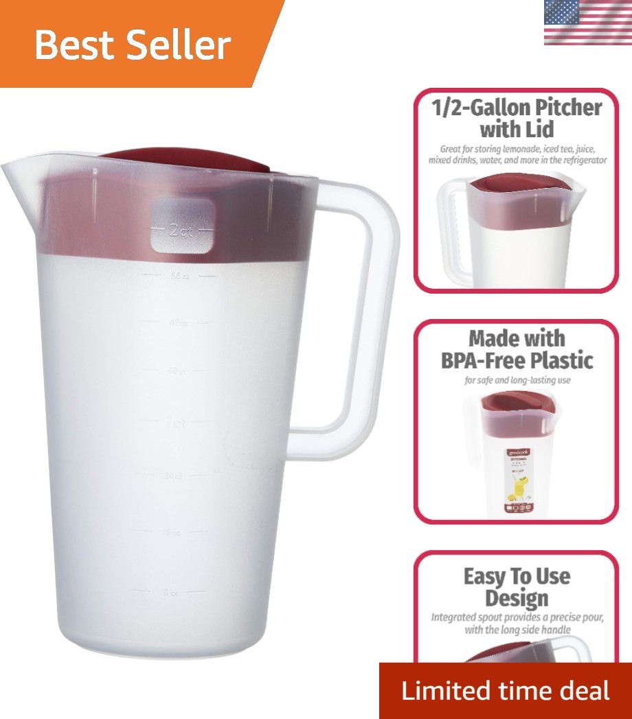 Convenient 1/2-Gallon Pitcher with Straining Lid - Dishwasher and Microwave Safe