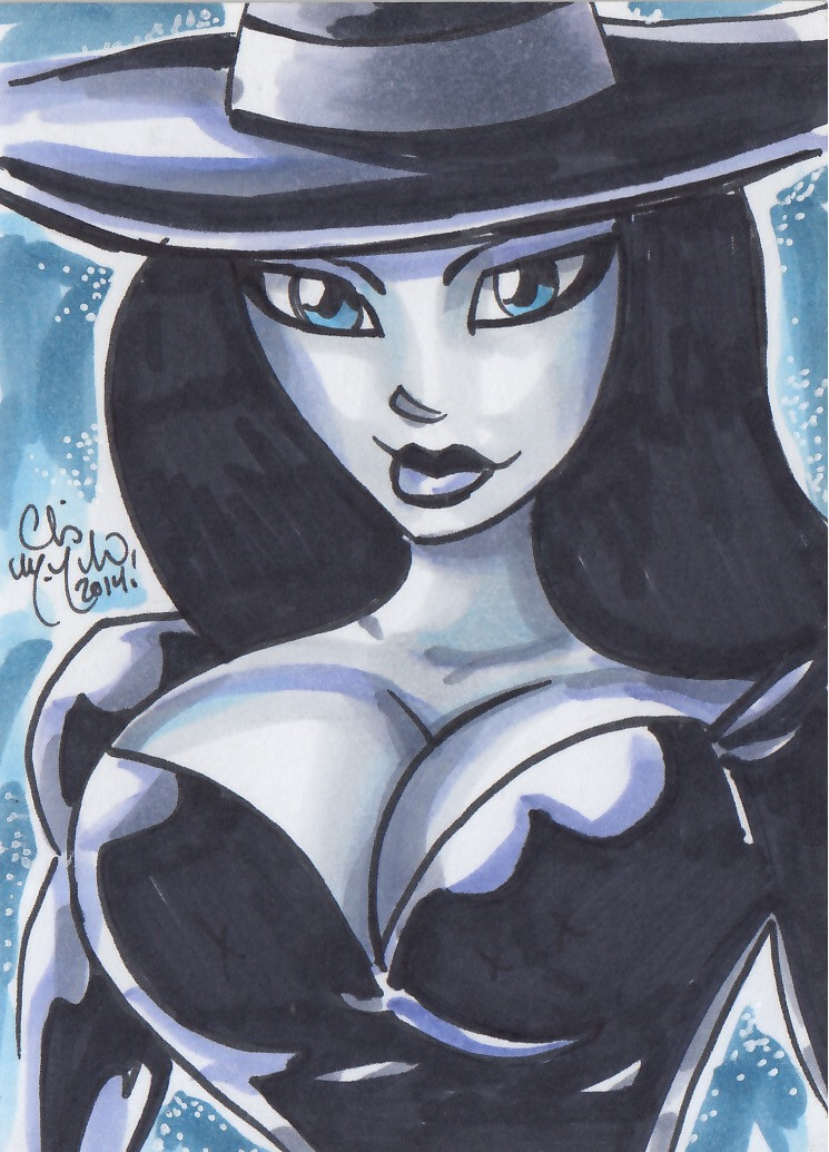 Witch Original Sketch Card Painting by Chris McJunkin