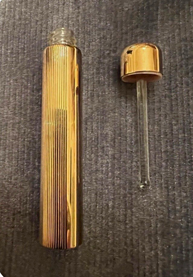 Vintage 14K Solid Gold Perfume Bottle Scent Vial Glass Dauber 13.7g