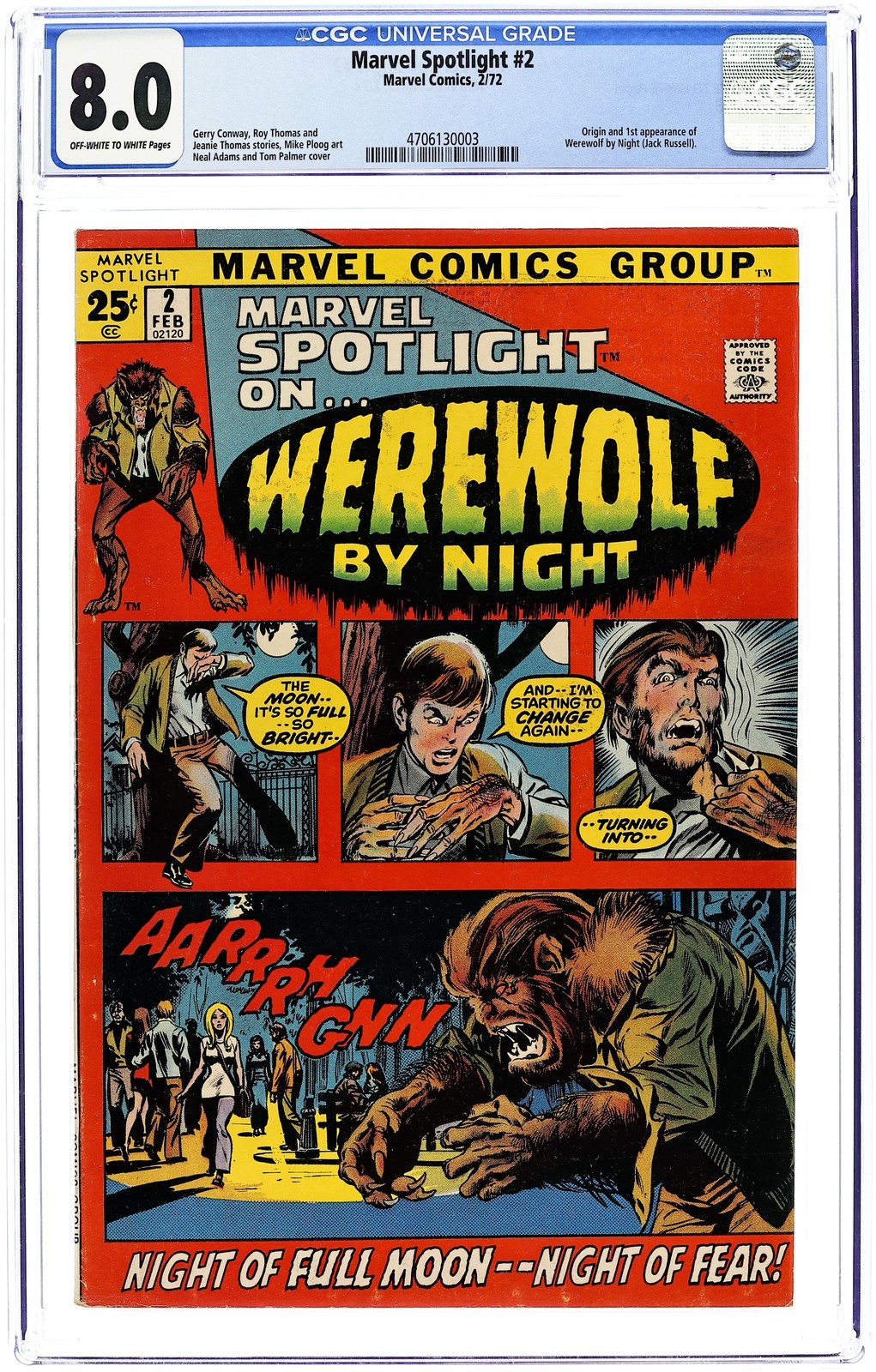 Marvel Spotlight #2 CGC 8.0 1972 4706130003 1st and origin Werewolf by Night