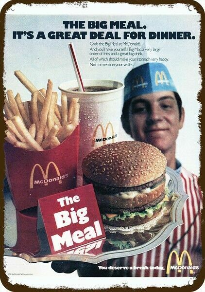 1971 McDonald\'s Restaurant BIG MAC Meal Vntg-Look DECORATIVE REPLICA METAL SIGN