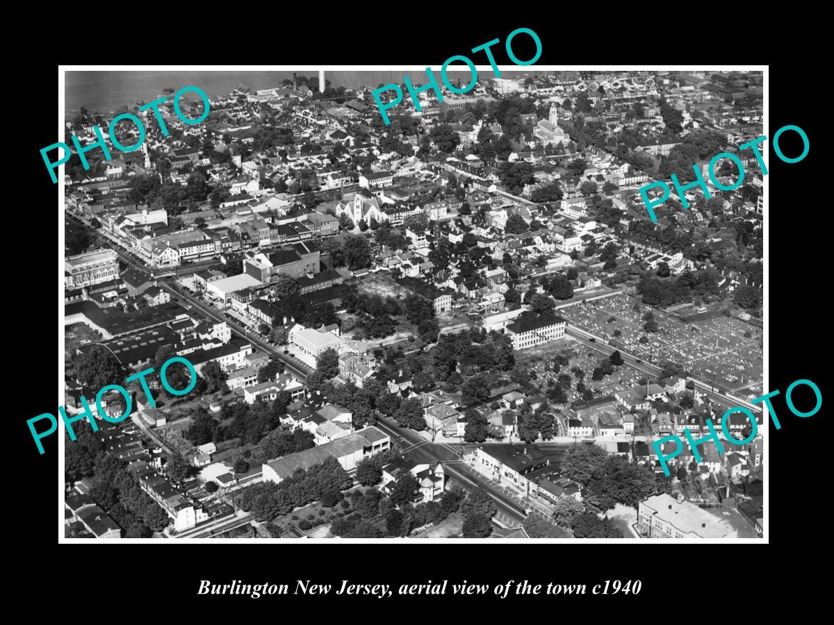 Burlington New Jersey Aerial View Of The Town c1940 Large Historic Old Photo