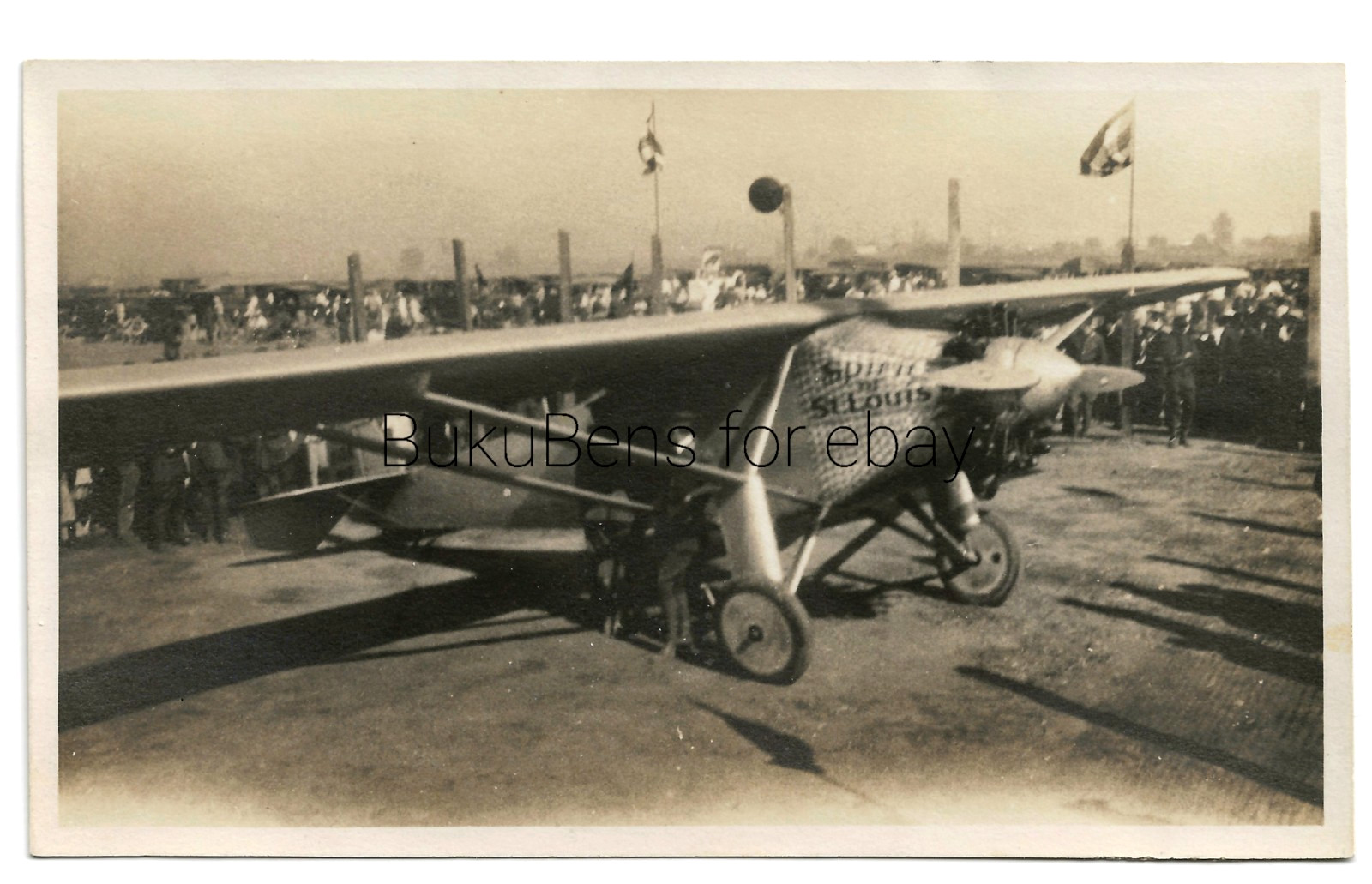 1920\'s Original Photo of Charles Lindbergh and Plane Spirit of St Louis