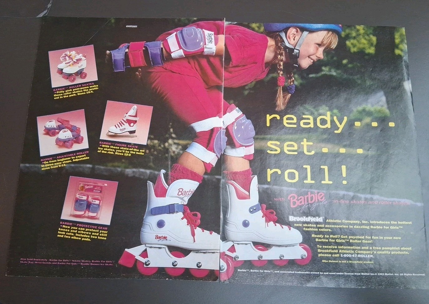 Barbie Roller Skates Brookfield Print Ad 1993 16x11