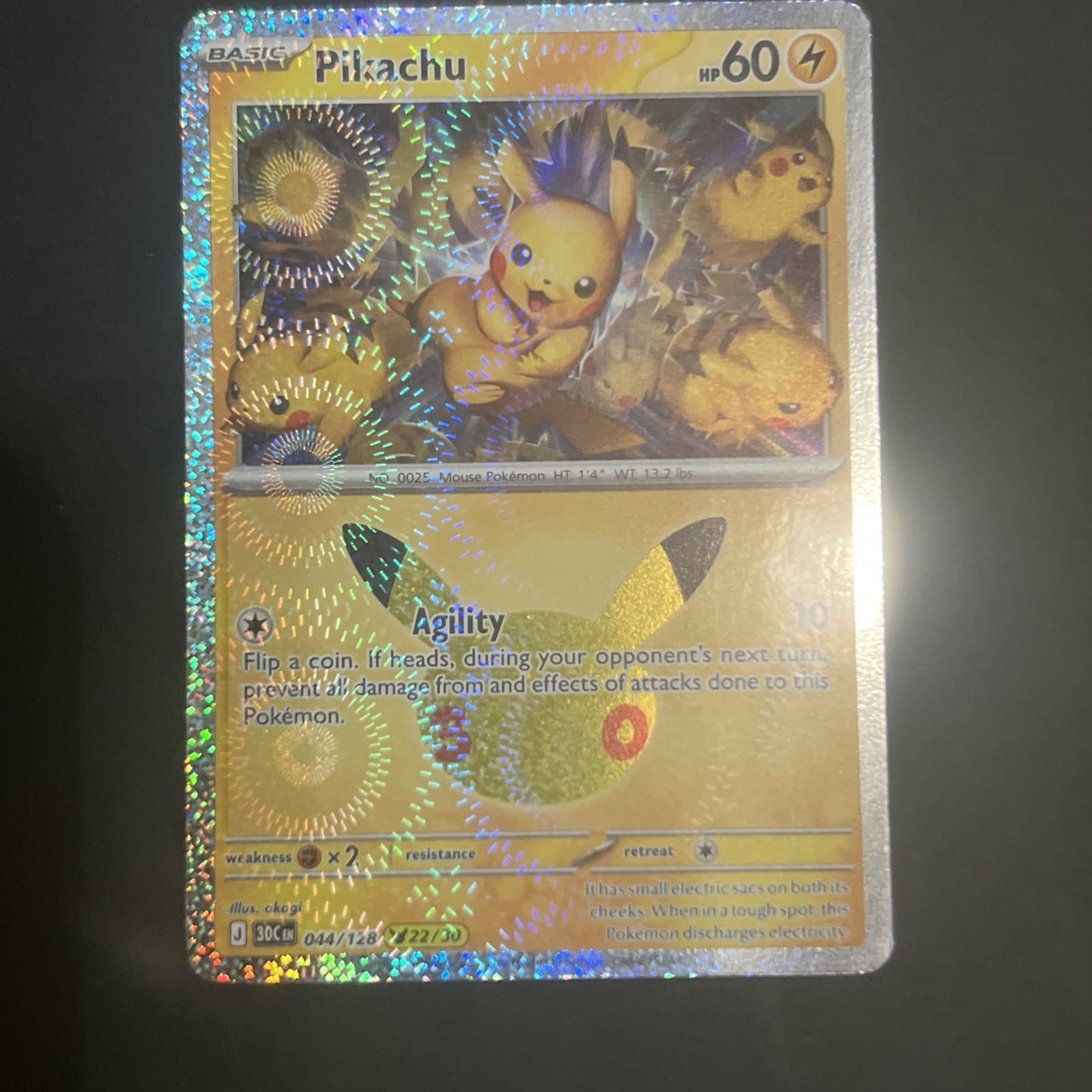 Pokemon TCG 30th Celebration Pikachu 044/128 22/30 Akagi