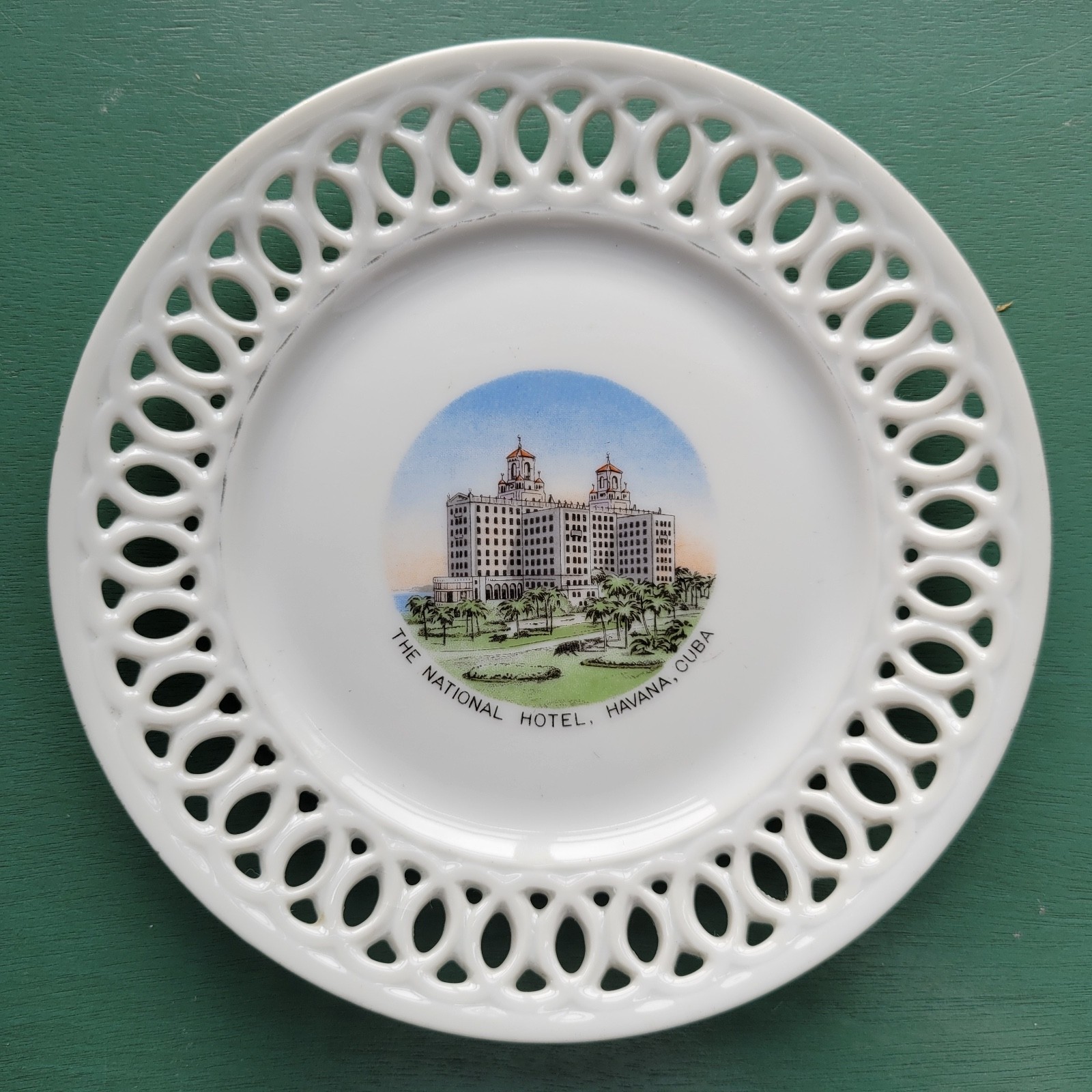 USA VTG Souvenir Plate National Hotel Havana Cuba 1930s Porcelain Plate Japan