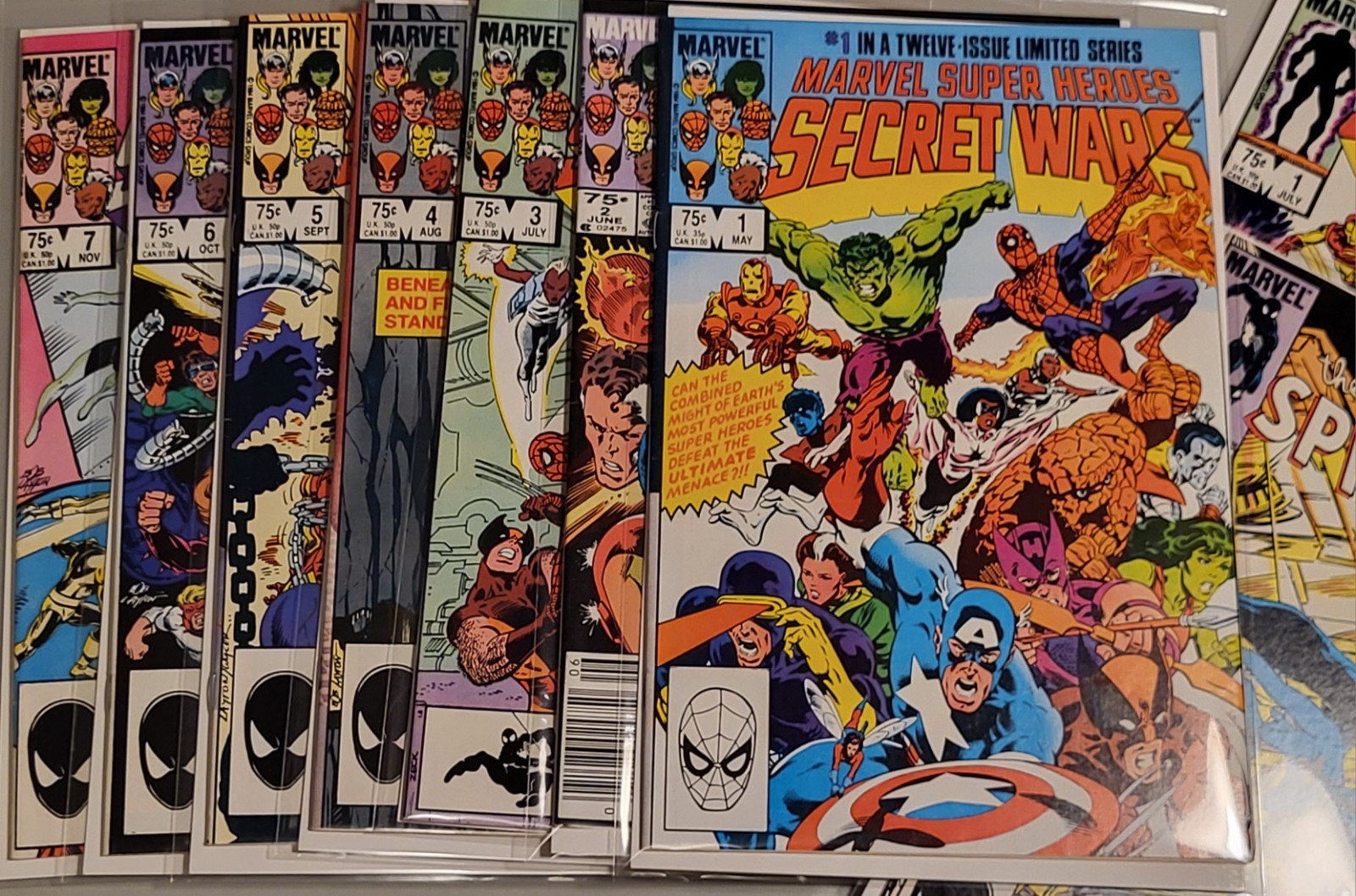 Marvel Comics - Secret Wars #1-7 & Secret Wars 2 Issue #1, + ASM #268 Lot