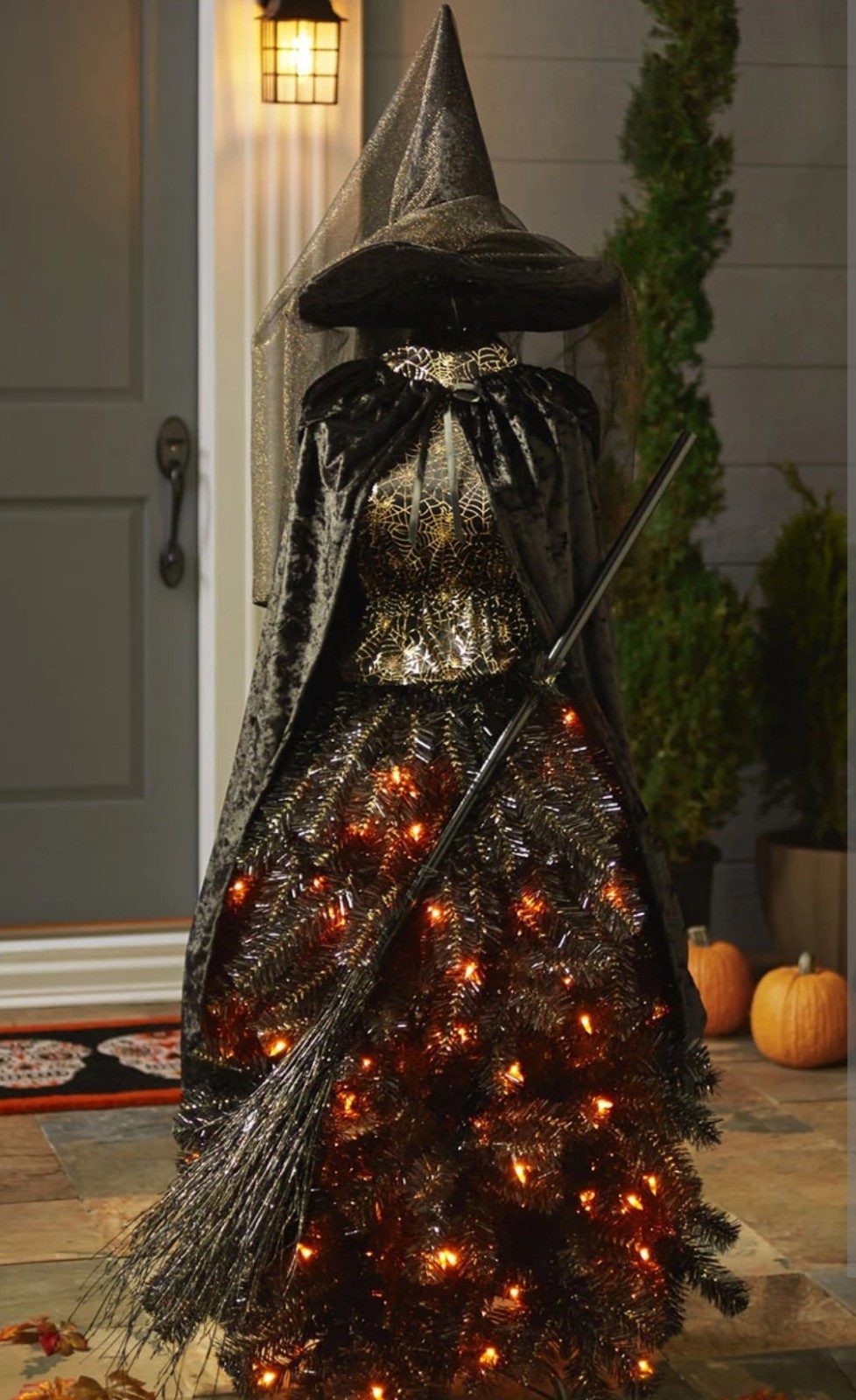 Sam's Member's Mark Black Gold Pre Lit 64 Inch Halloween CHRISTMAS Witch Tree