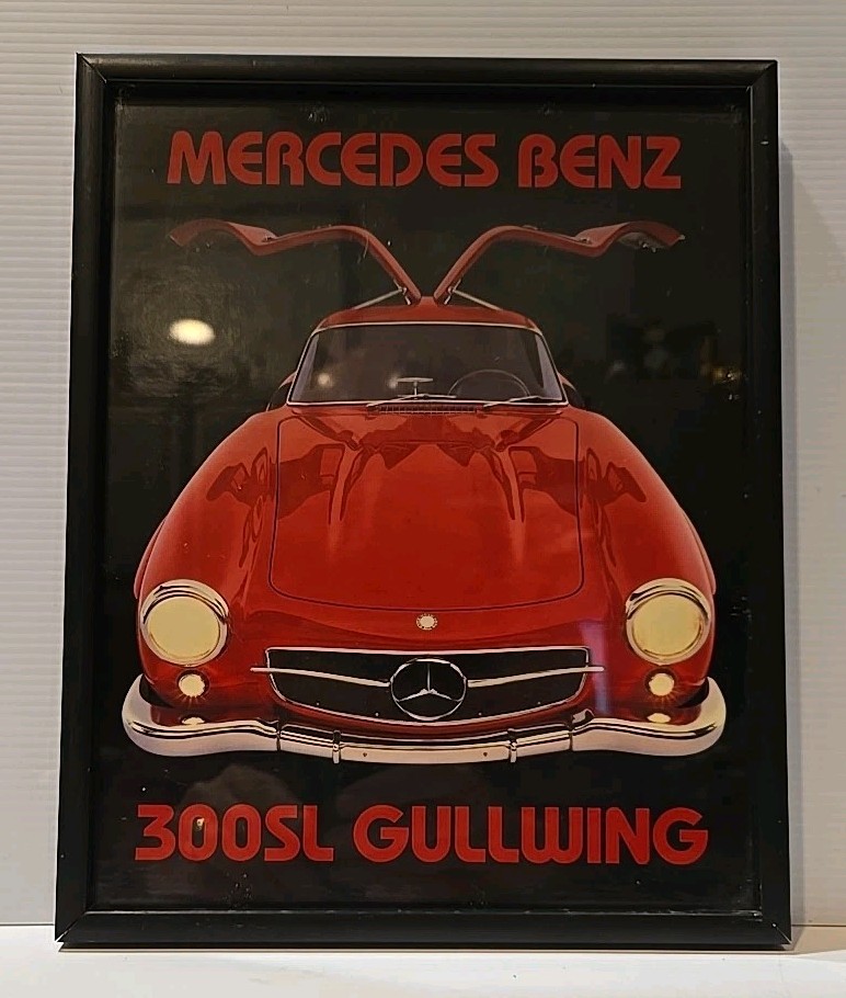 Vintage RED MERCEDES BENZ 300SL GULLWING Framed Poster 8x10\
