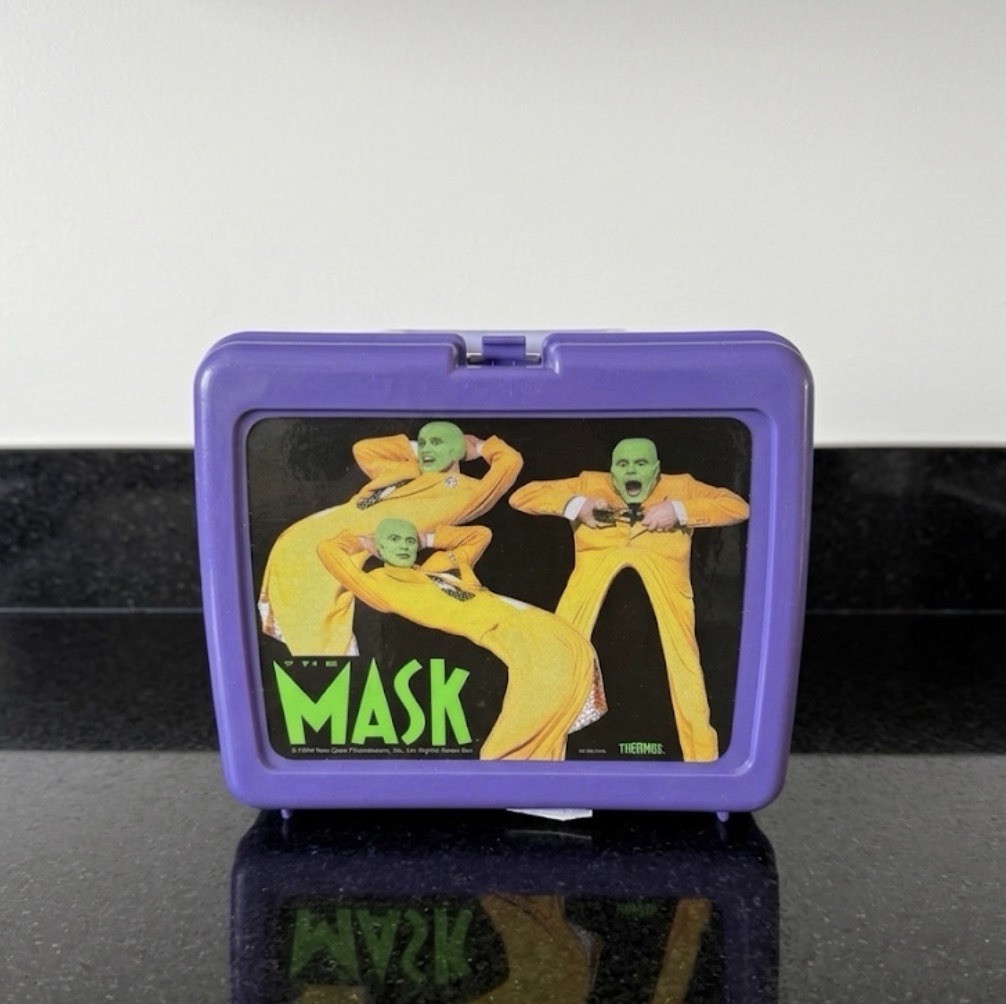 Vintage 1994 The MASK Plastic Lunchbox and Thermos Jim Carrey Movie