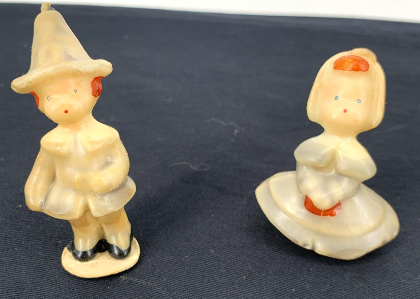 Tavern Thanksgiving Candles Pilgrim Boy & Girls Unburned Lot of 2 Socony