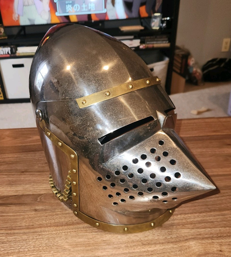 Medieval Pig Face, Steel, Full Size Knight Helmet, Reenactment, Decorative