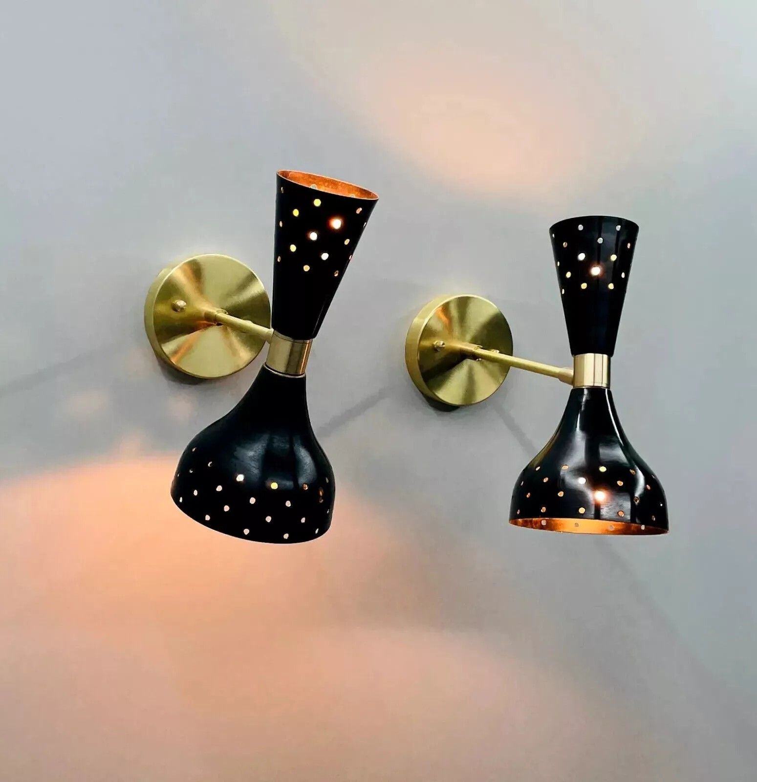 1950s Mid Century Brass Diabolo Modern Italian Wall Sconce Vintage Light Fixture