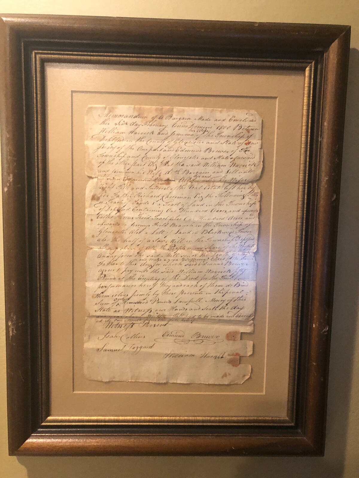 LAND SELL FEB 6 1800 DEPTFORD NEW JERSEY