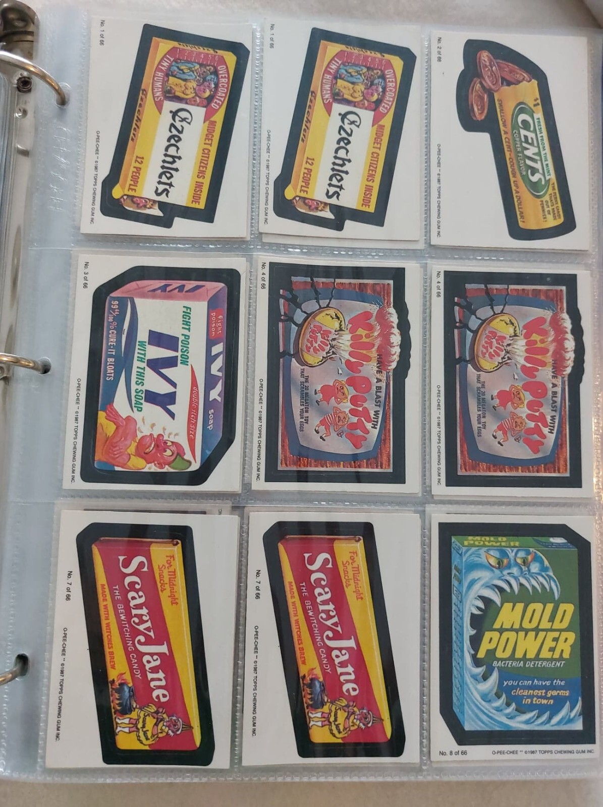 1987 Topps / O-Pee-Chee Wacky Packages Sticker Card Lot x 66