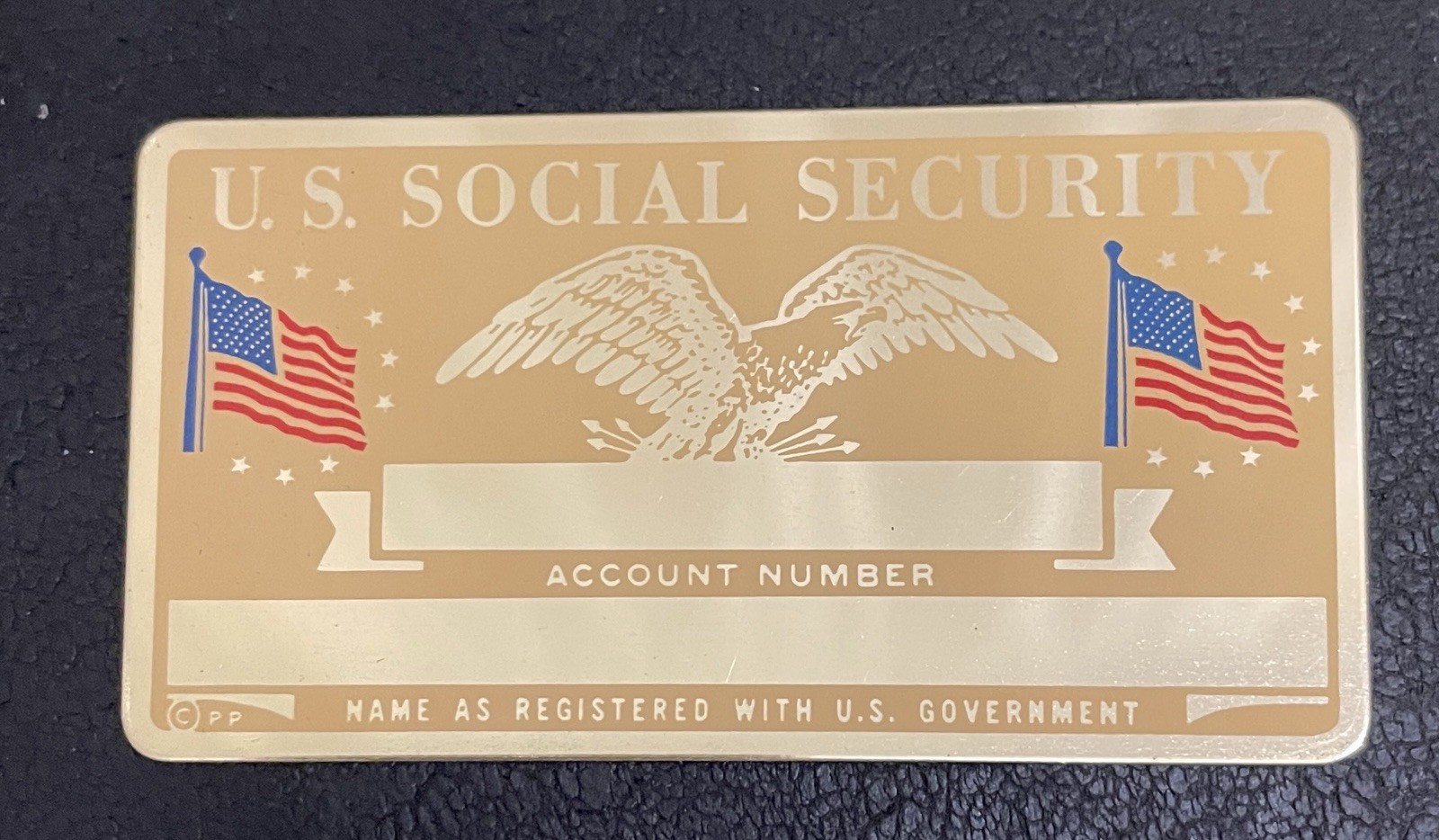NEW Vintage Brass Metal Engravable U.S. Social Security Card